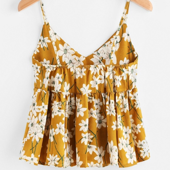 Yellow Cami Babydoll Floral Top - Picture 4 of 4